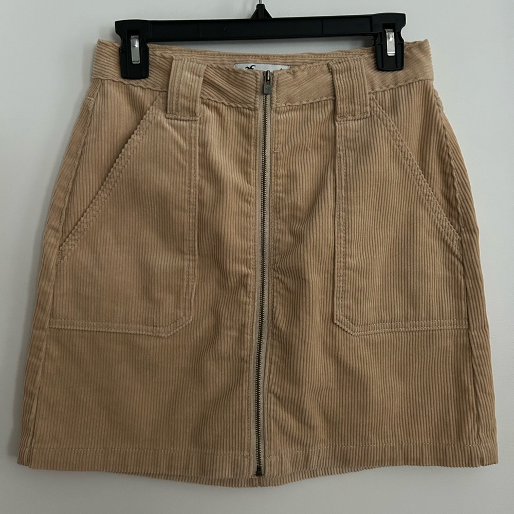 Hollister Beige Corduroy High Rise Skirt